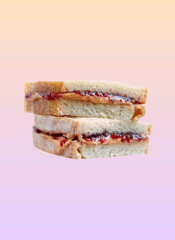 Ein Gif mit Erdnussbutter-Marmeladen-Sandwich